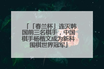 「春兰杯」连灭韩国前三名棋手，中国棋手杨楷文成为新科围棋世界冠军