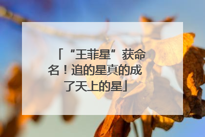 “王菲星”获命名！追的星真的成了天上的星
