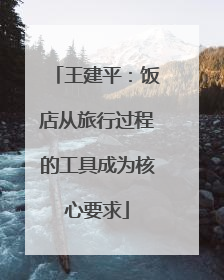 王建平：饭店从旅行过程的工具成为核心要求
