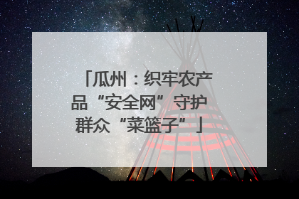 瓜州：织牢农产品“安全网”守护群众“菜篮子”