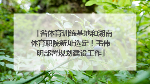 省体育训练基地和湖南体育职院新址选定！毛伟明部署规划建设工作