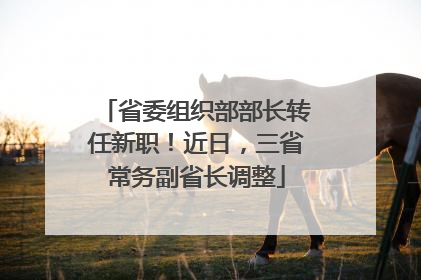 省委组织部部长转任新职！近日，三省常务副省长调整