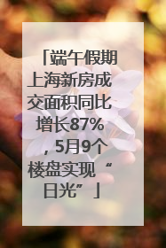 端午假期上海新房成交面积同比增长87%，5月9个楼盘实现“日光”