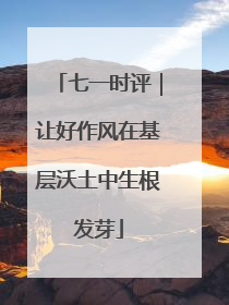 七一时评｜让好作风在基层沃土中生根发芽