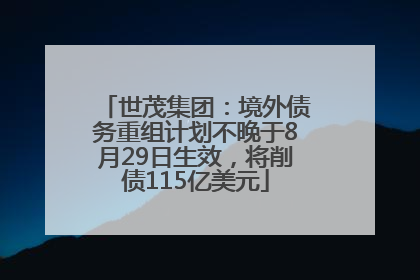 世茂集团：境外债务重组计划不晚于8月29日生效，将削债115亿美元