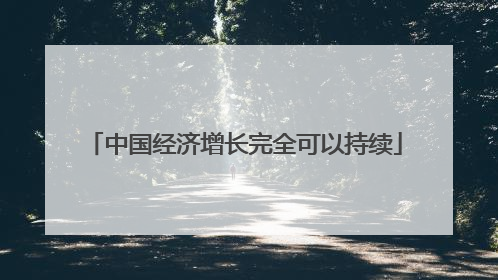 中国经济增长完全可以持续