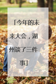 今年的未来大会，湖州谈了三件事