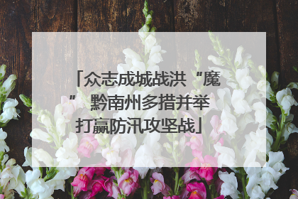 众志成城战洪“魔” 黔南州多措并举打赢防汛攻坚战