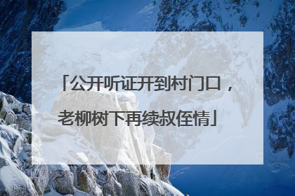 公开听证开到村门口，老柳树下再续叔侄情