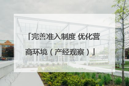 完善准入制度 优化营商环境（产经观察）