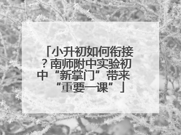 小升初如何衔接？南师附中实验初中“新掌门”带来“重要一课”