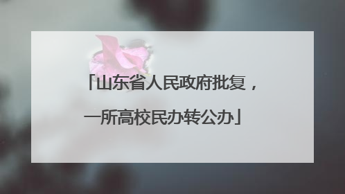 山东省人民政府批复，一所高校民办转公办