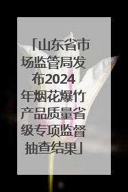 山东省市场监管局发布2024年烟花爆竹产品质量省级专项监督抽查结果