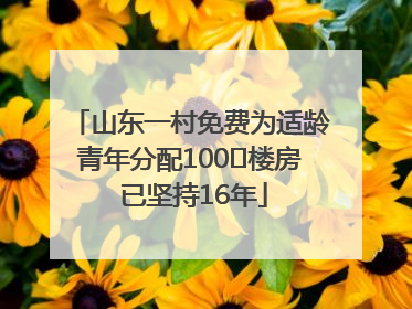 山东一村免费为适龄青年分配100㎡楼房 已坚持16年