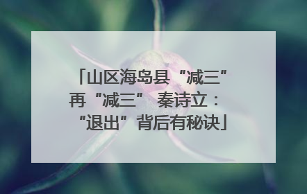 山区海岛县“减三”再“减三” 秦诗立：“退出”背后有秘诀