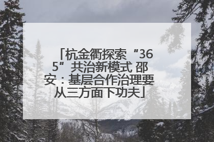 杭金衢探索“365”共治新模式 邵安：基层合作治理要从三方面下功夫