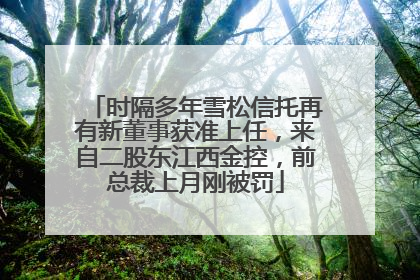 时隔多年雪松信托再有新董事获准上任，来自二股东江西金控，前总裁上月刚被罚