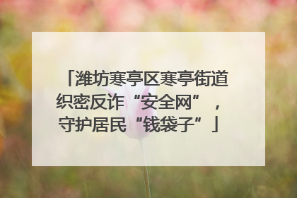潍坊寒亭区寒亭街道织密反诈“安全网”，守护居民“钱袋子”