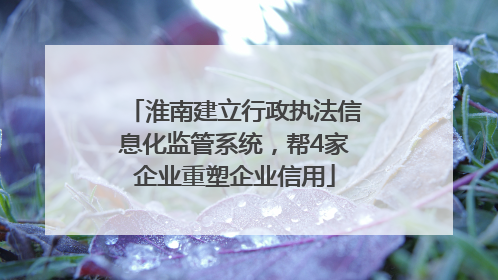 淮南建立行政执法信息化监管系统，帮4家企业重塑企业信用