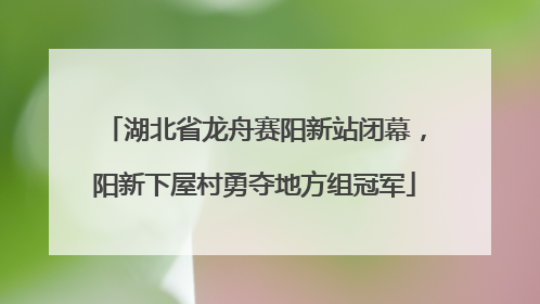 湖北省龙舟赛阳新站闭幕，阳新下屋村勇夺地方组冠军