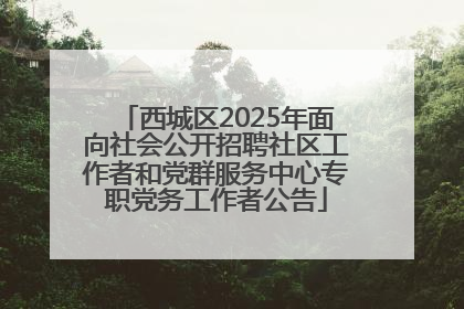 西城区2025年面向社会公开招聘社区工作者和党群服务中心专职党务工作者公告