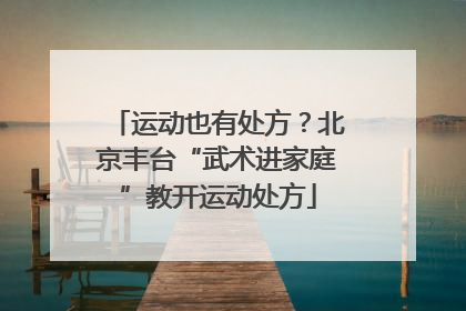 运动也有处方？北京丰台“武术进家庭”教开运动处方