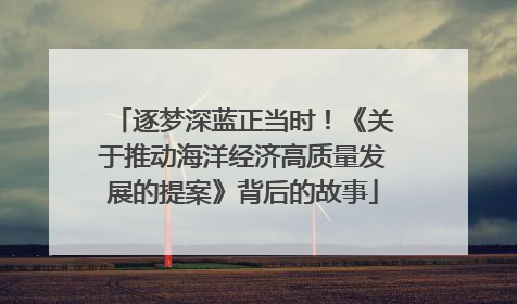 逐梦深蓝正当时！《关于推动海洋经济高质量发展的提案》背后的故事