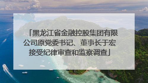 黑龙江省金融控股集团有限公司原党委书记、董事长于宏接受纪律审查和监察调查