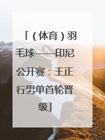 （体育）羽毛球——印尼公开赛：王正行男单首轮晋级
