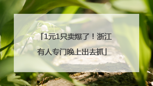 1元1只卖爆了！浙江有人专门晚上出去抓